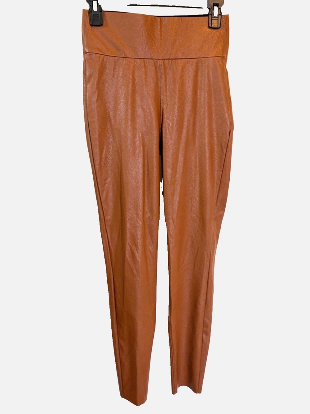 PAIGE Faux Leather Pants XS Brown High Rise Pull On Slim